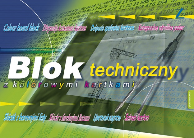 Blok techniczny A4 10k. kolorowy Kreska